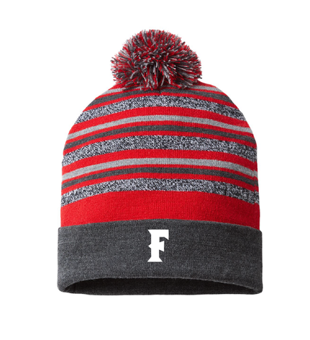 FUHS SOCCER -Striped Red/Gray Beanie